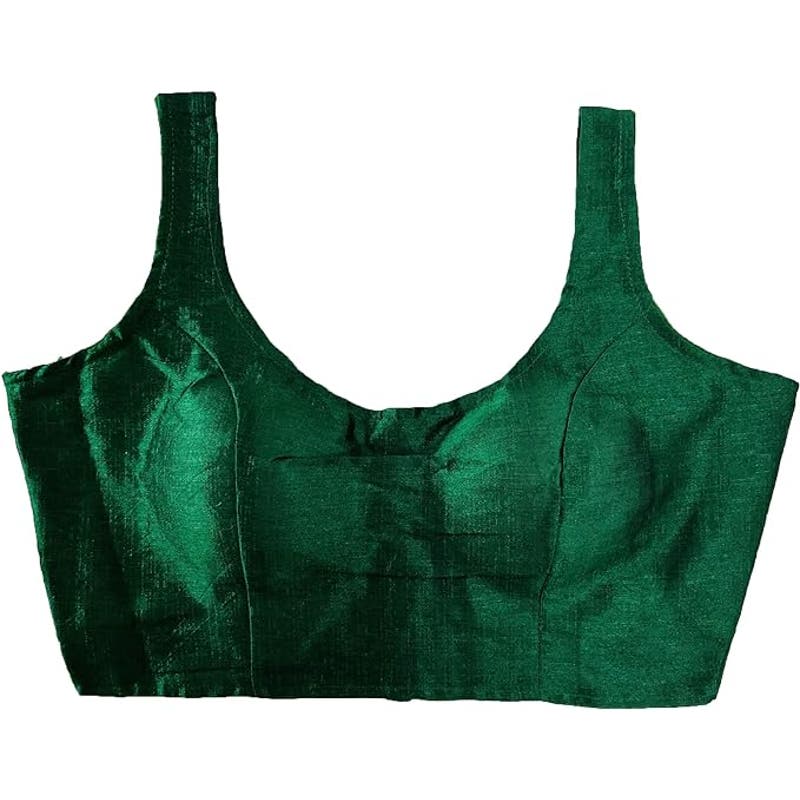 RoohVastra Indian Ready To Wear Heavy Silk Sleeveless Blouse, Green, 36 Bust