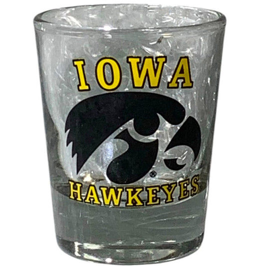 Vintage 1990 Big 10 (11) NCAA IOWA Hawkeyes Shot Glass, 2"D x 2-1/2"H