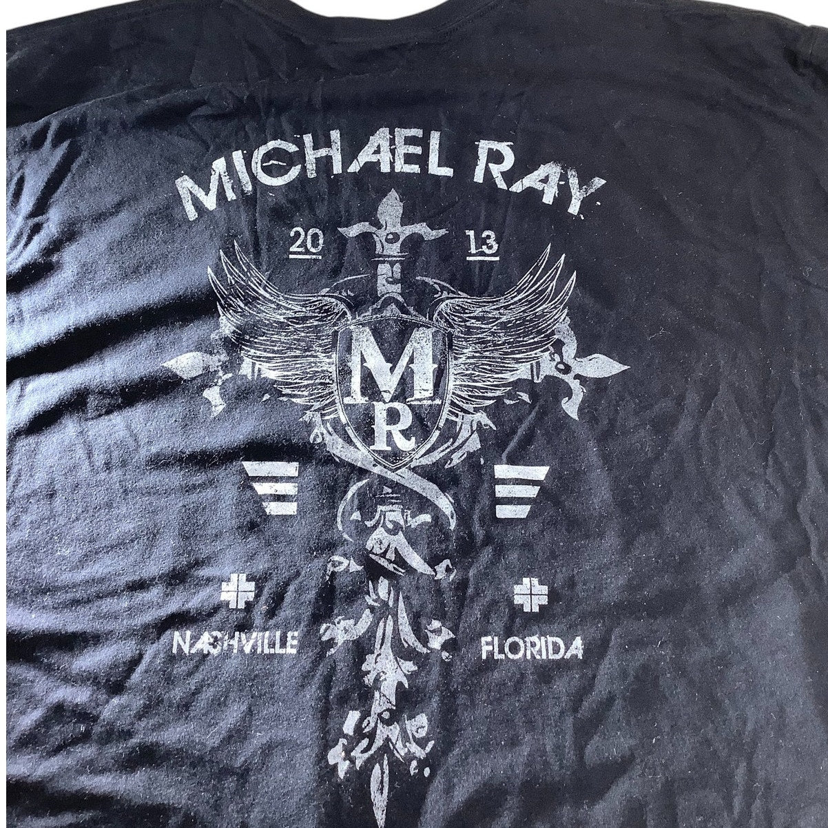 2013 Michael Ray Distressed Concert Souvenir Graphic Tee, Black, XXL