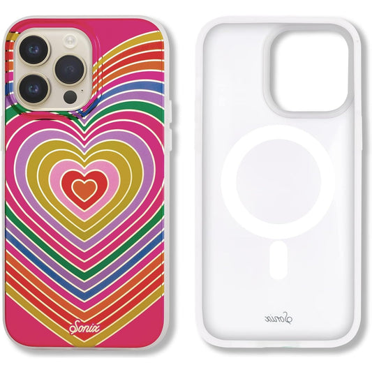 Sonix Case for iPhone 14 Pro, 10ft Drop Tested, Retro Hippie Rainbow Heart