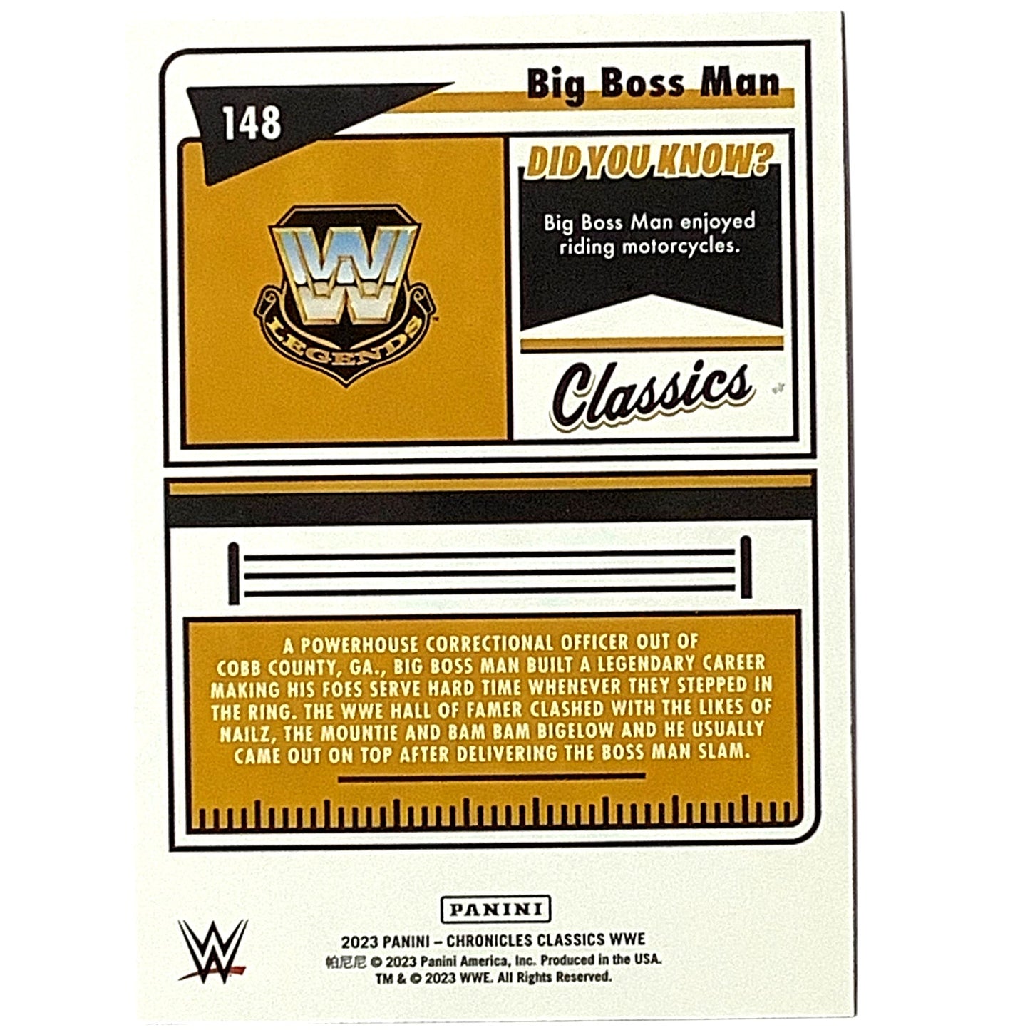 Limited #115/349 Big Boss Man Card 162, 2023 Panini -Chronicles Classics WWE NM+