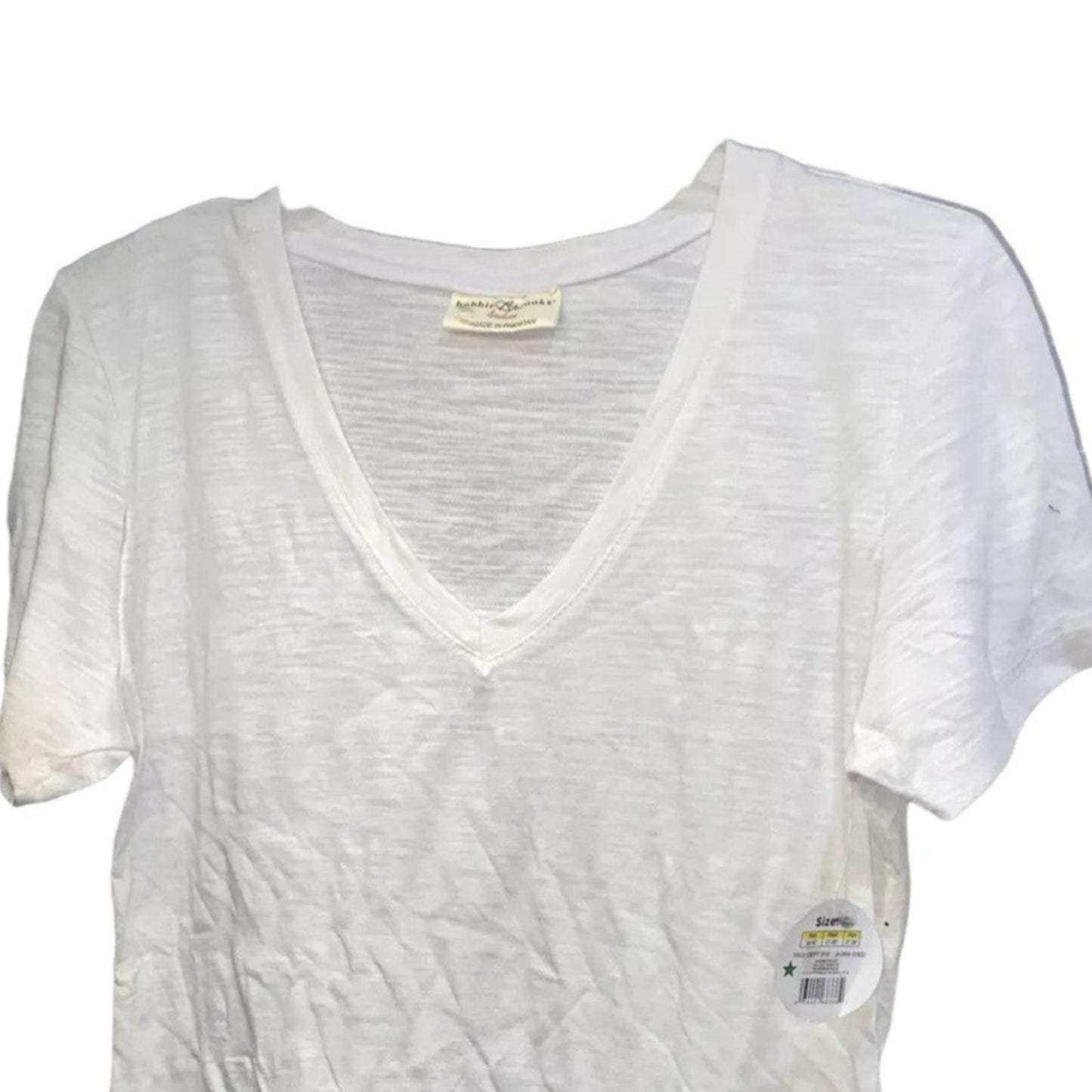 Bobbie Brooks, Small,  V-Neck T Shirt, S/S Basic Stretch Top, White, NWT