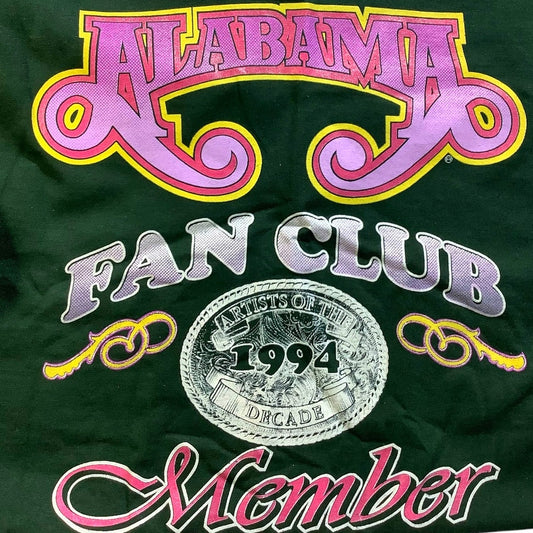 Vintage 1993 Country Music's Alabama Fan Club T-Shirt, Green, LRG, Single Stitch