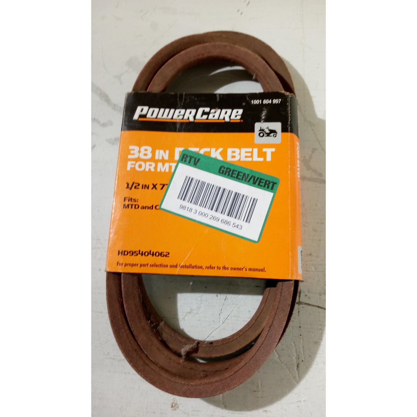 Powercare 38 in. Tractor Deck Belt Fit Multiple MTD/Cub Cadets, See Last Image