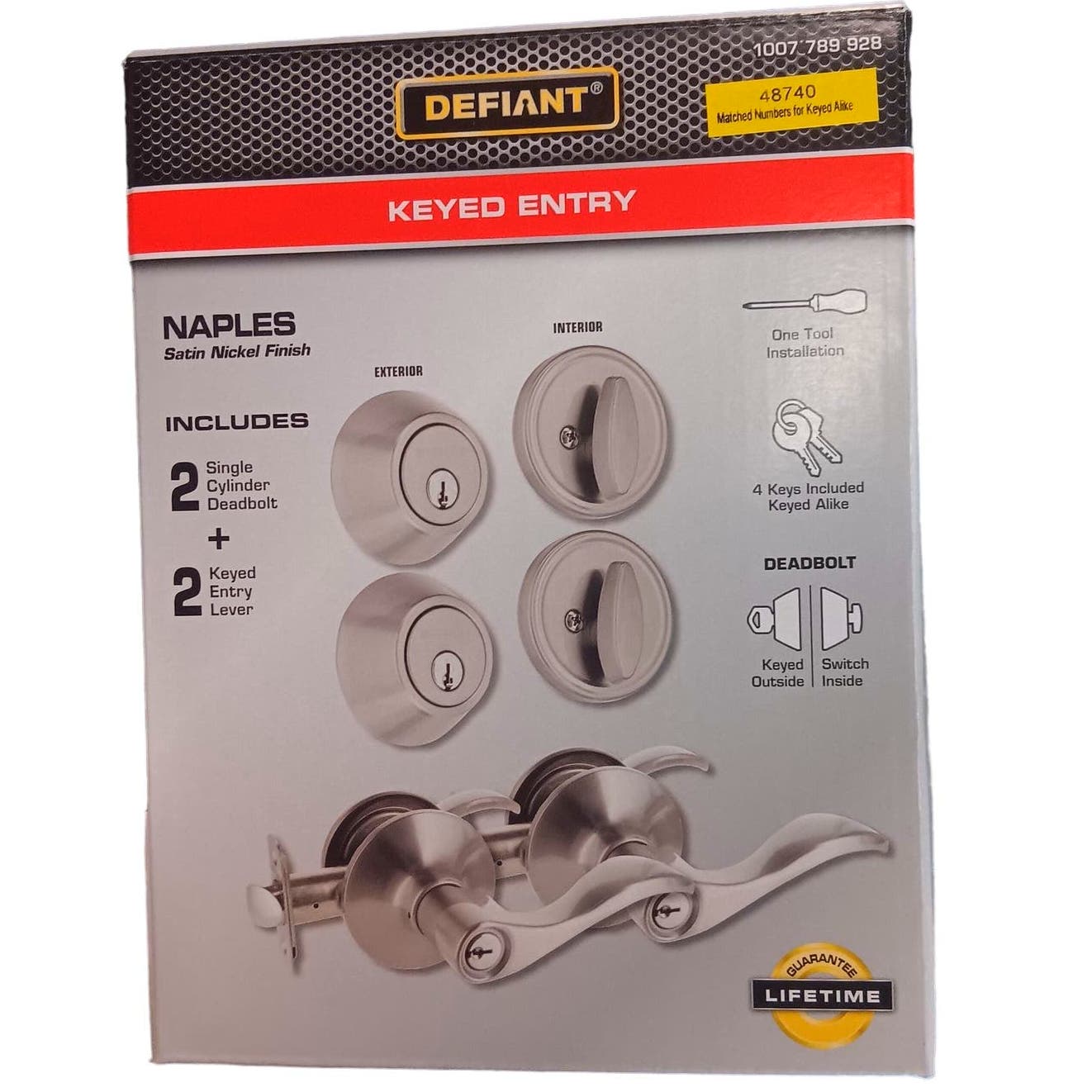 Defiant Naples Satin Nickel Single-Cylinder Project 2-Pack, Deadbolts & Levers