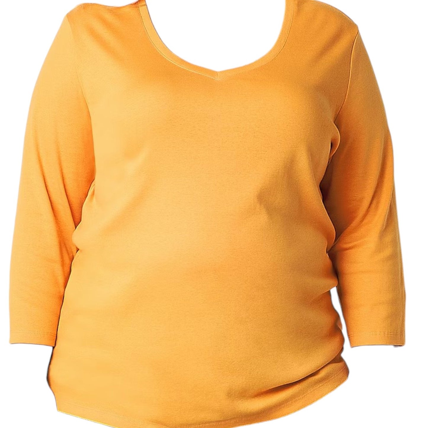 St. John's Bay Women's Tall V Neck 3/4 Sleeve T-Shirt, Gold, XXLT