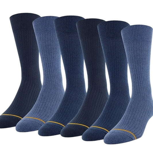 Signature Gold by GOLDTOE Men's Repreve All Season Rib Crew Socks 6pk - Denim Blue 6-12.5, New