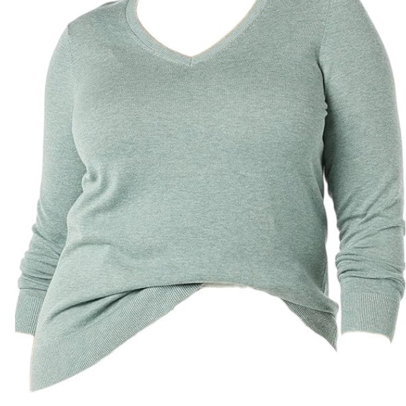 Amazon Essentials Women's Classic-Fit Lightweight Long-Sleeve V-Neck Sweater, Sage Green Heather, X-Large, NWT