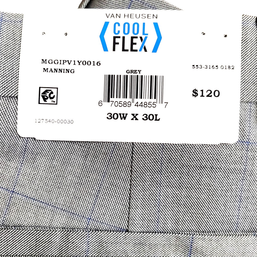 Van Heusen Cool Flex Mens Stretch Fabric Slim Fit Suit Pants, 30 x 30, Gray