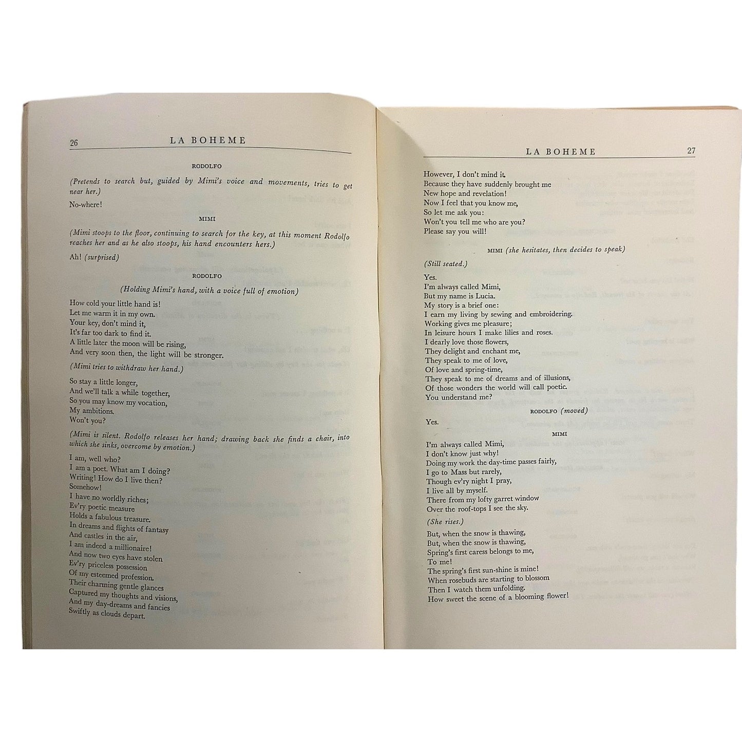 Souvenir Libretto, La Boheme, 1954 & a Playbill La Boheme in NYC, July 19 1962