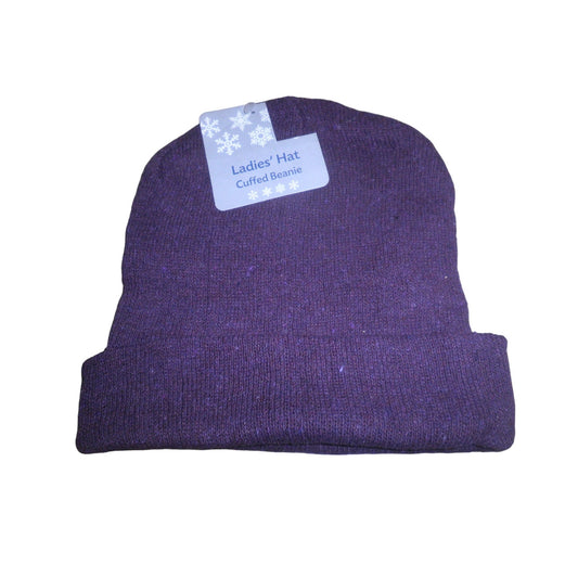 Old east Main Co., Ladies, One-Size, Purple Cuffed Beanie Cap, Blended Materials