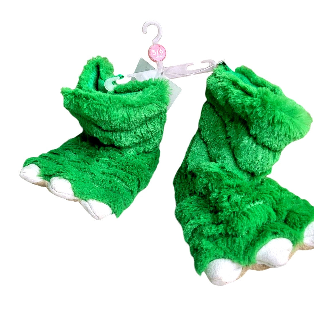 Carter's Green Monster Feet House Shoes, Size Small 5/6 Toddler Slippers