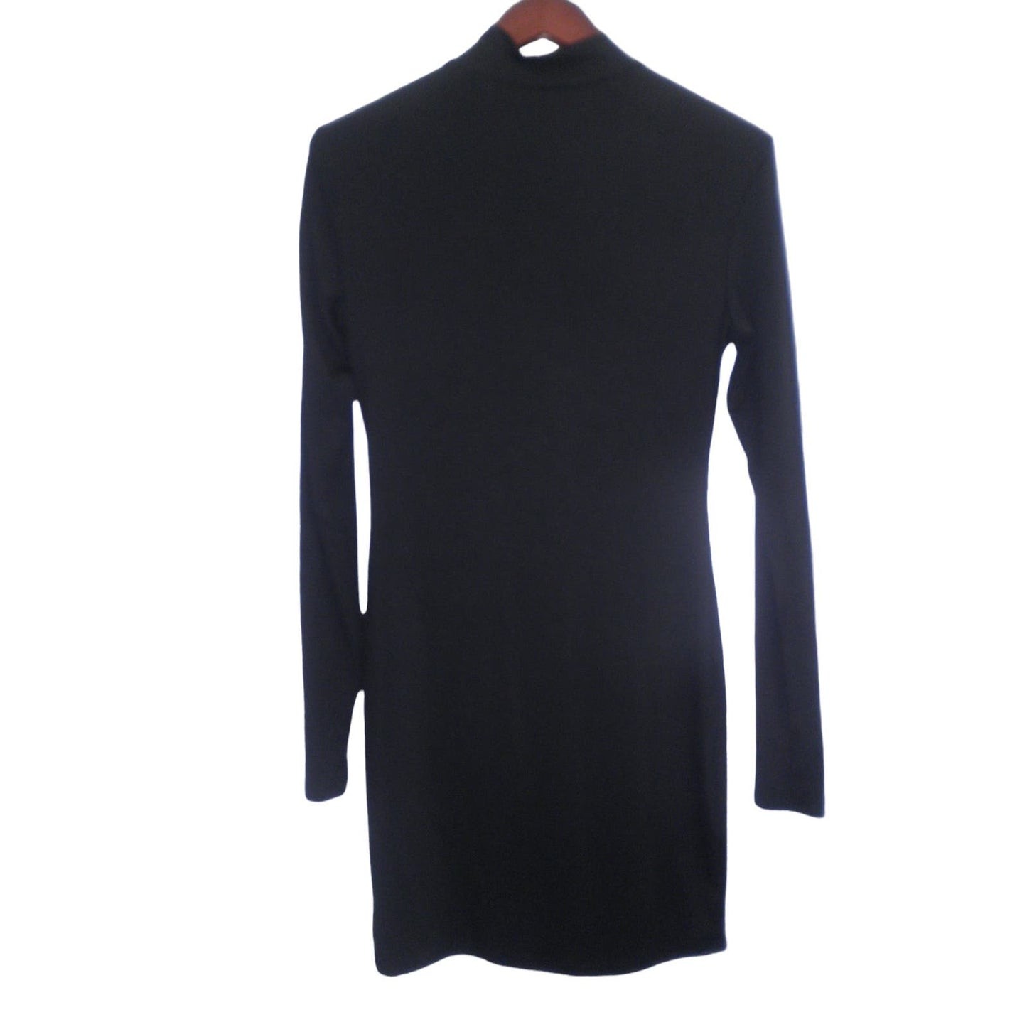 Long Sleeve Dress Mock Neck Basic Ribbed Slim Fit Casual Bodycon Mini Dress, LRG