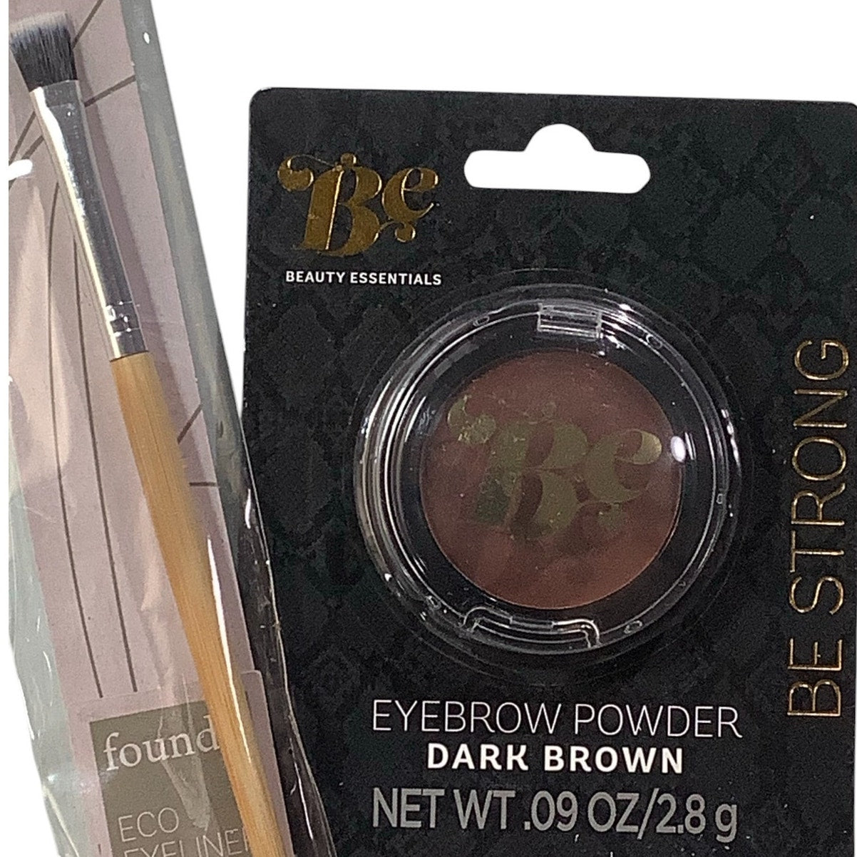 Beauty Essentials Eyebrow Powder, Dark Brown, 0.09 oz., w/ Eyeliner Brush