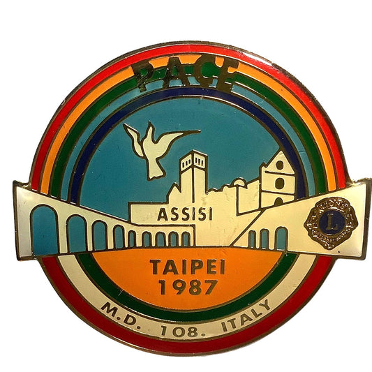 Vintage 1987 Lions Club International, PACE ASSISI Taipei 1987, M.D. 108 Italy