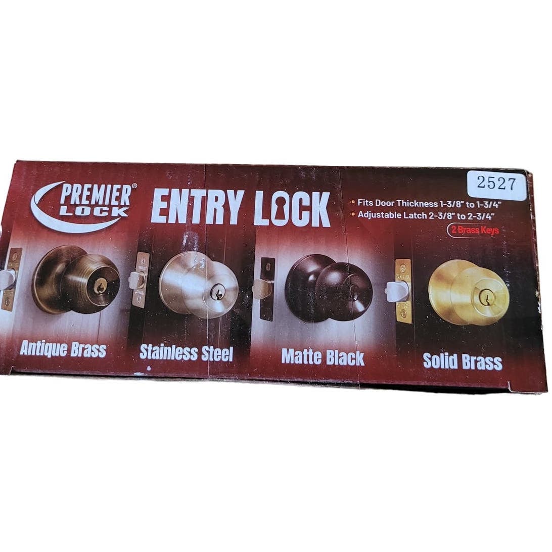 Premier Lock Stainless Steel Entry Door Knob with 2 KW1 Keys, NIB