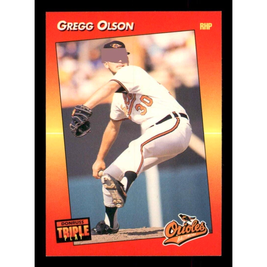 MLB 1992 Leaf Donruss Triple Play #13, Gregg Olson, Baltimore Orioles,  EXC Cond