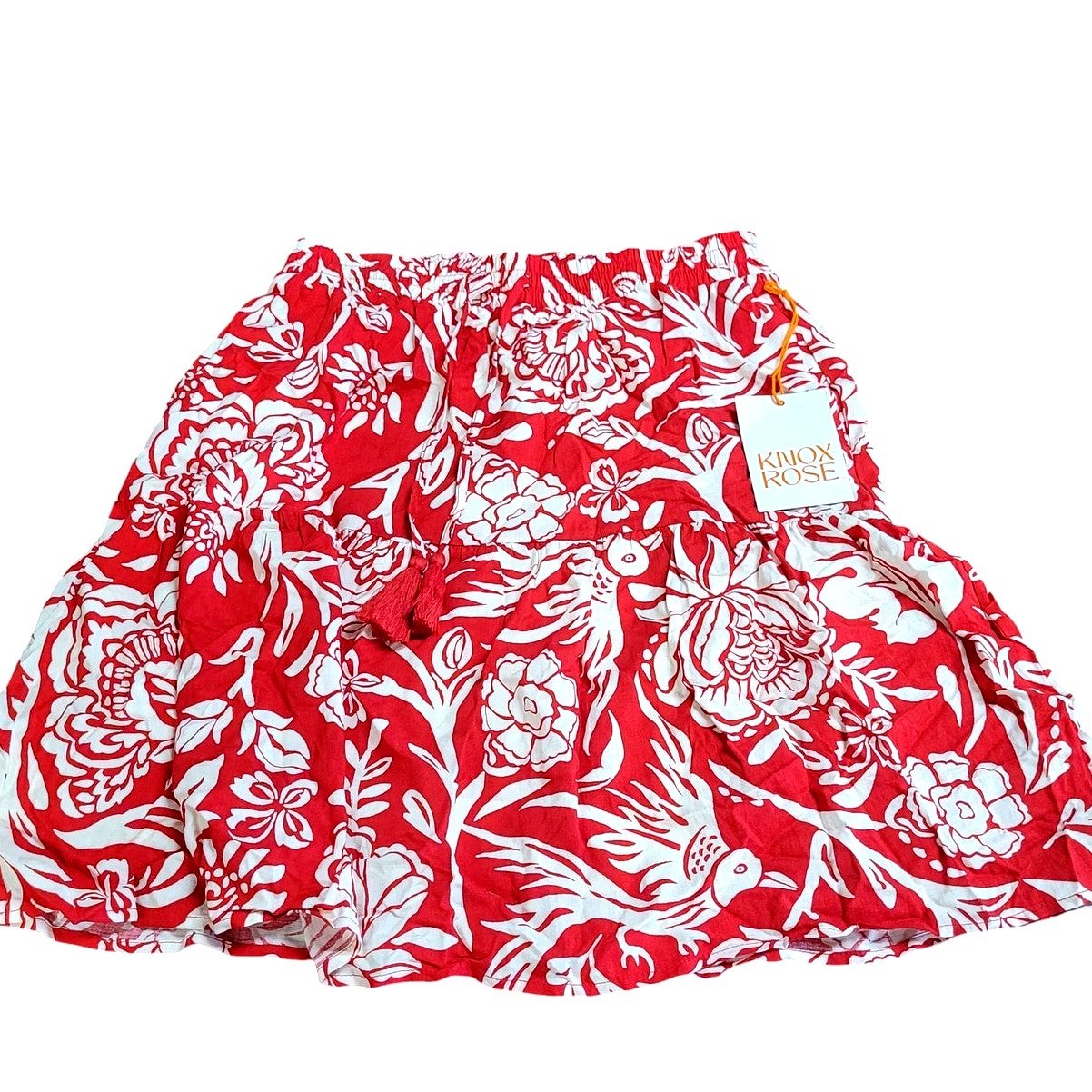 Women's Mini Tiered A-Line Skirt - Knox Rose Red Floral XS