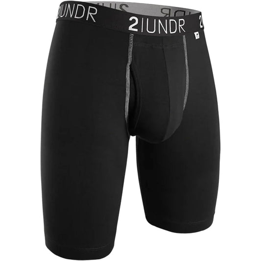 2UNDR Mens Swing Shift 9" Boxer Long Leg Underwear (Black/Grey, 4X-Large)