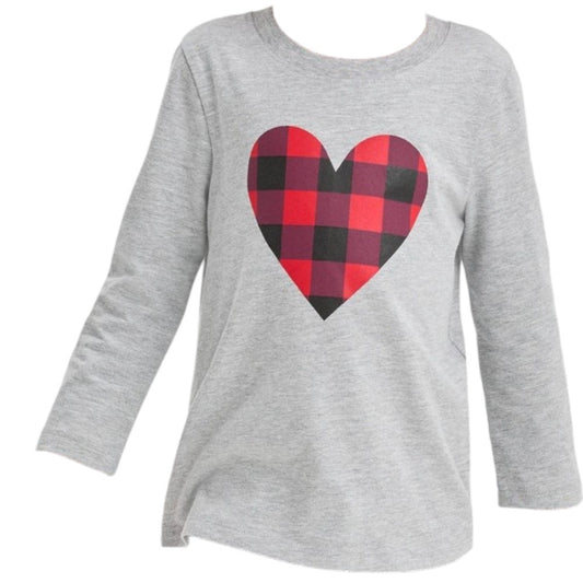 Toddler Heart Plaid Long Sleeve T-Shirt - Cat & Jack, Heather Gray 5T