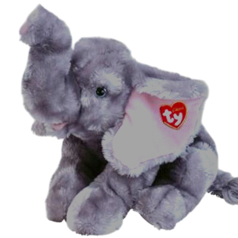 2002 Ty Beanie Baby - 16"H Hard to Find Teensy The Elephant, Gray w/ Pink Ears