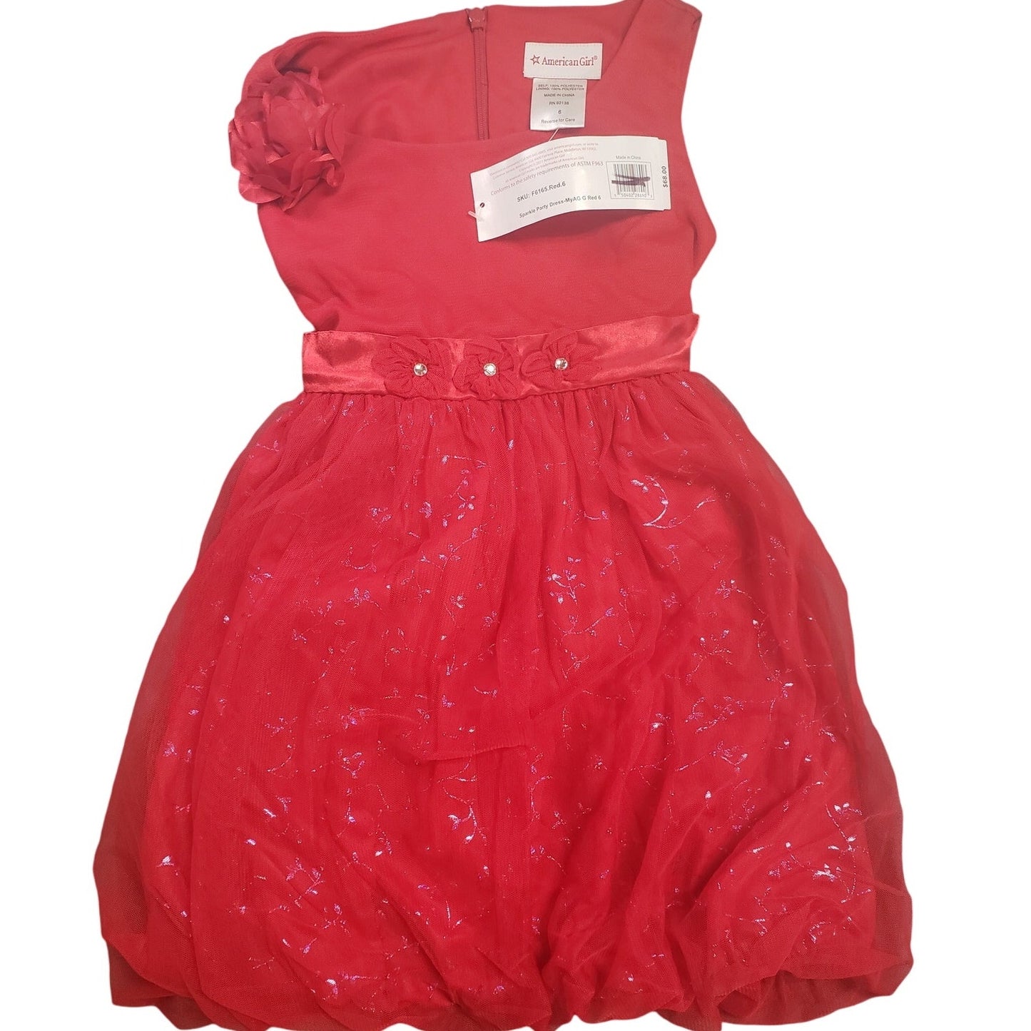 American Girl, Sparkling Twinkle Party Dress, Red, Size 8 , NWT