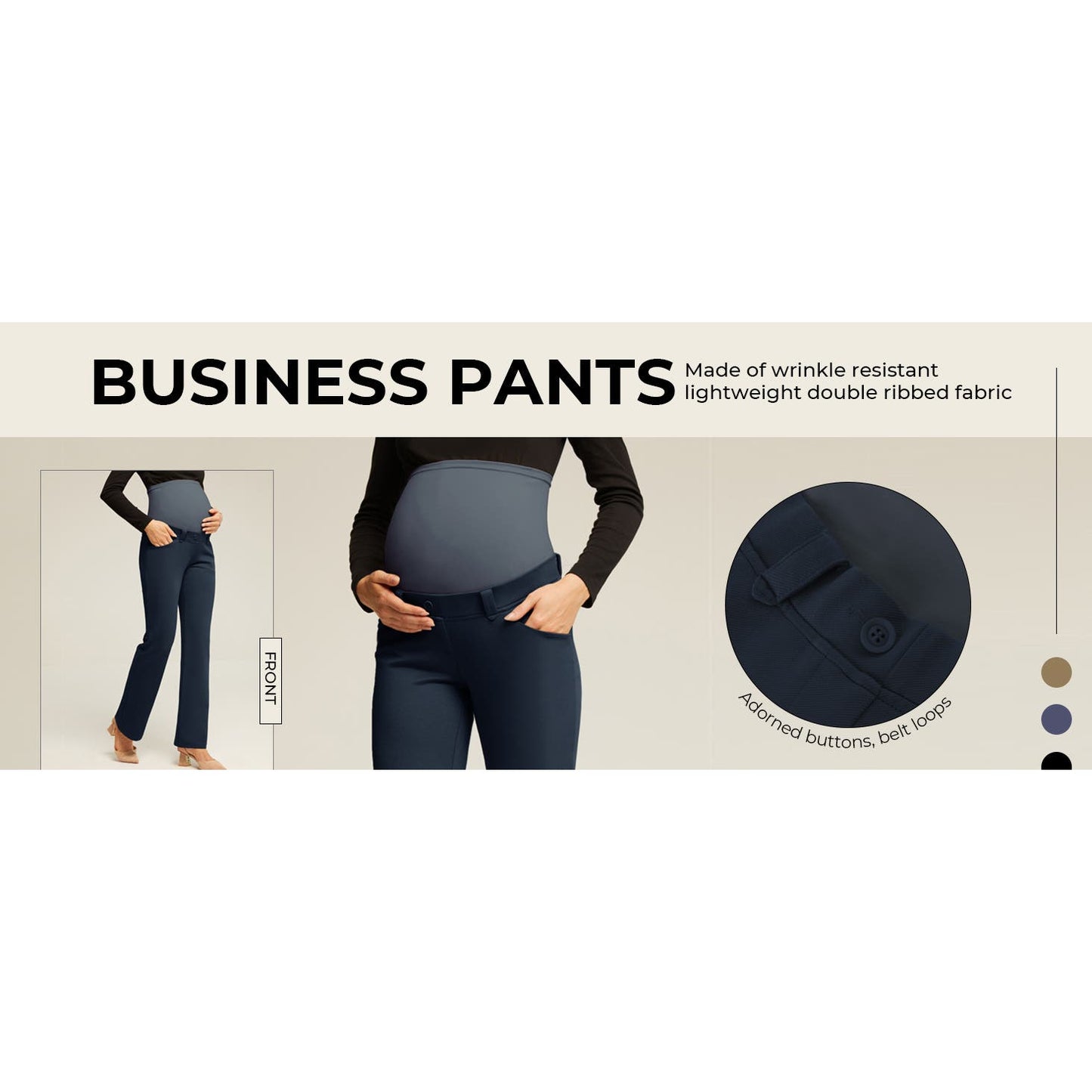 Maacie Maternity Stretchy Straight Legs High Waist Yoga Pants w/ Pockets, XL