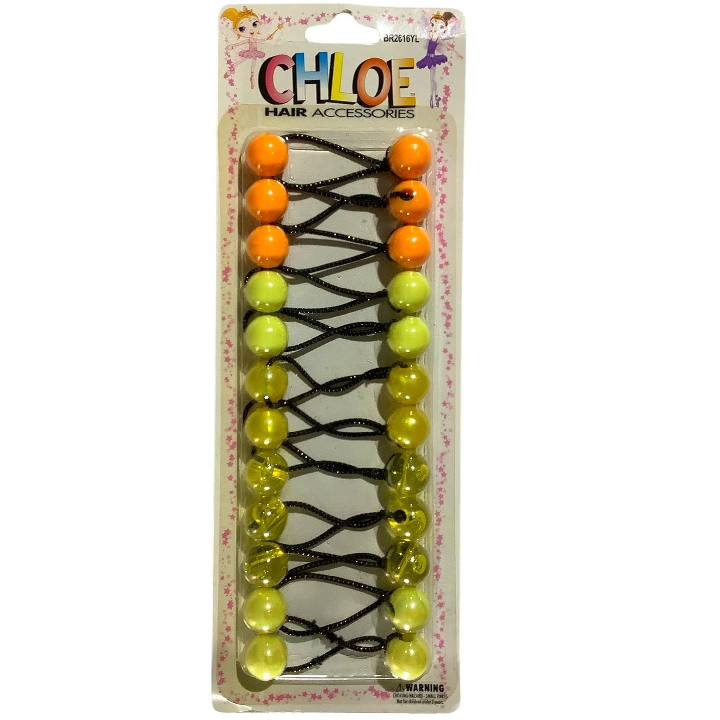 Chloe Ponytail Holders 20 PK (10 Browns, 10 Yellow-Orange) Twin Bead Hair Ties