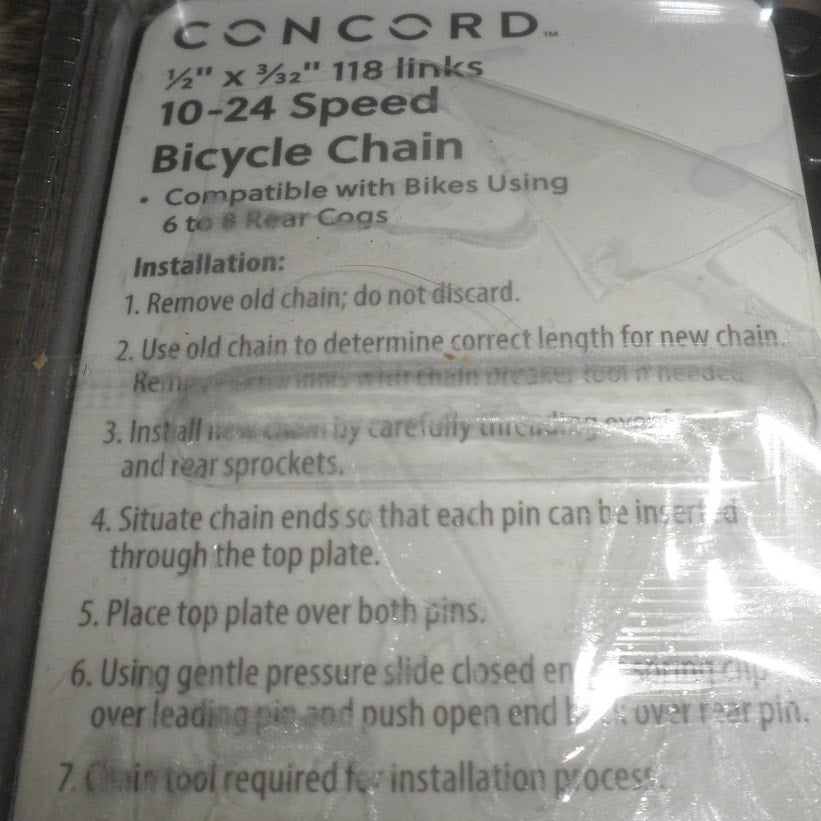 Concord Replacement Multi-Speed Steel Bicycle Chain 10-24 Speed Bikes, 118 Links