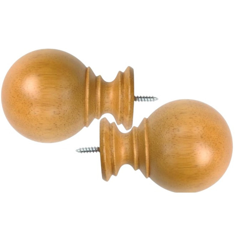 LUMI Wood Ball Finials for 1-3/8 in. Pole (2-Pack) (Heritage Oak)