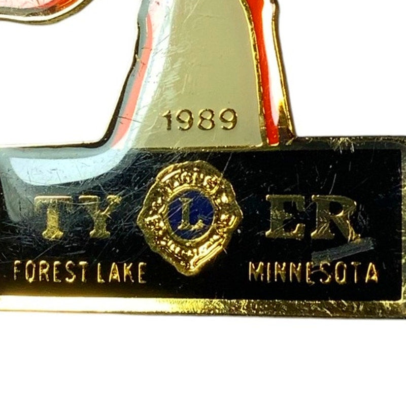 Vintage 1989 Lions Club International Flamingo Pin, Tyler Forest Lake MN