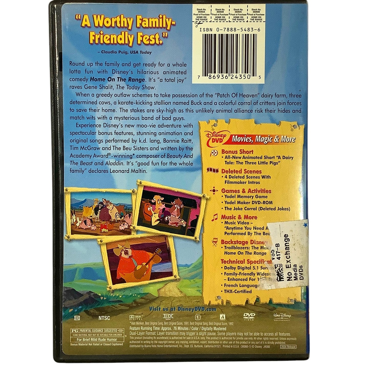 Walt Disney's Home On The Range (DVD 2004) 76 Minutes of Animation for Children