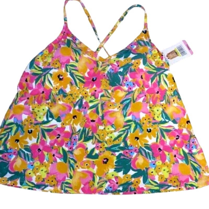 Anne Cole LTD Edition XS Swim Pullover Triangle Tankini Top (Sunshine Floral)