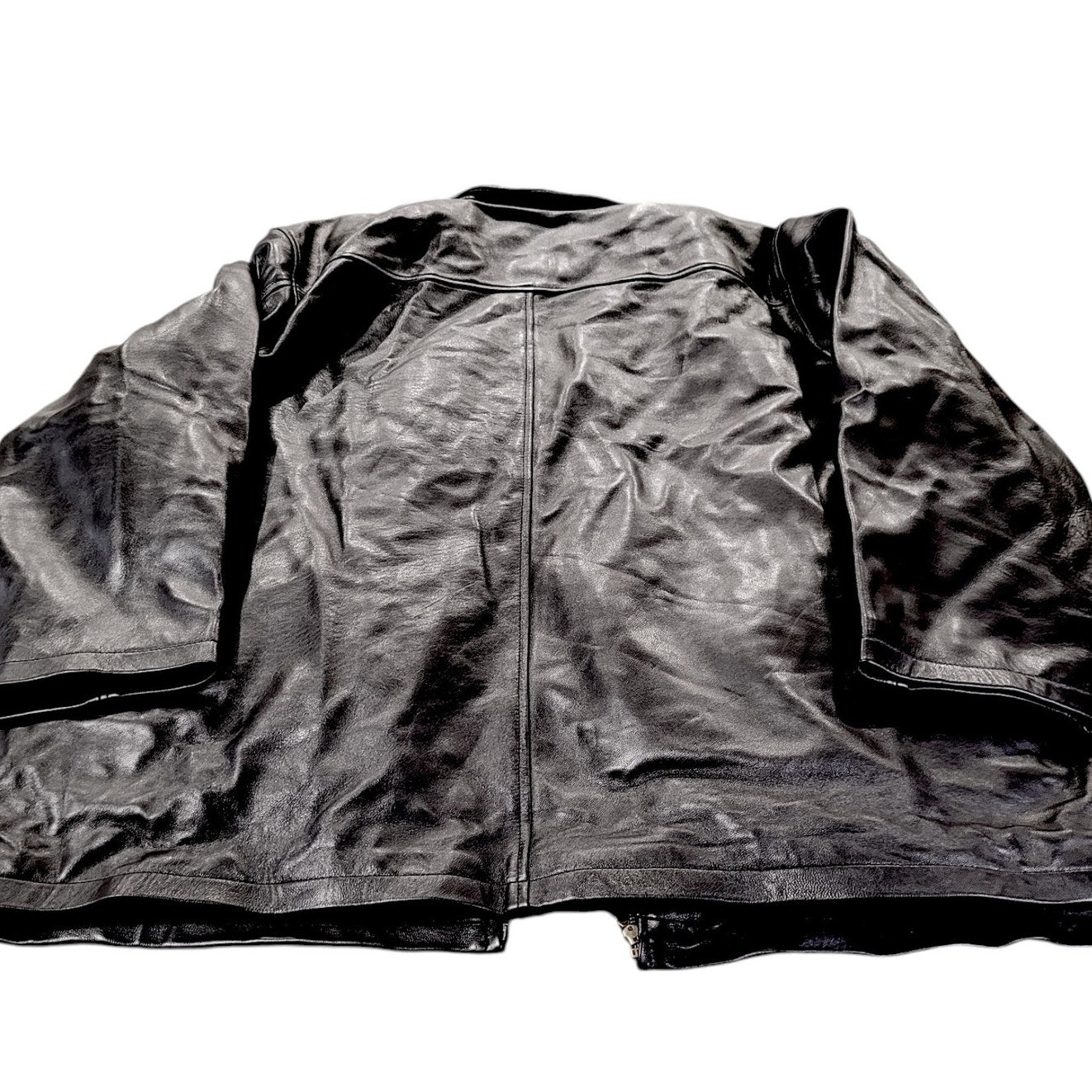 Vintage Leather Lambskin Bomber Jacket with Zip Out Lining, Black, 5X