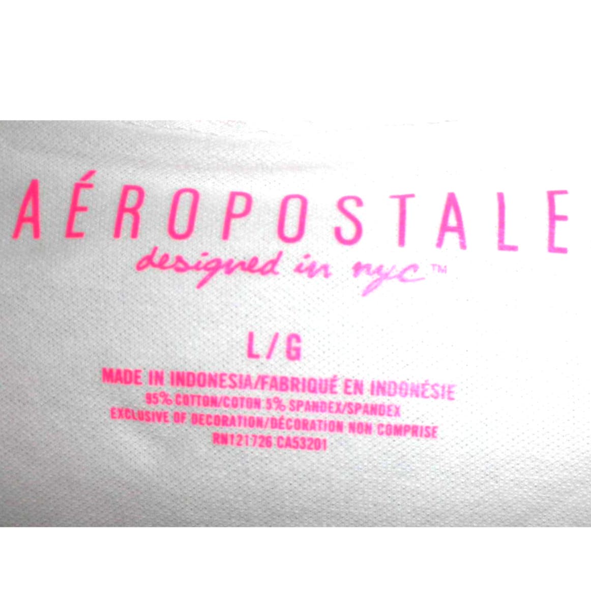 Aeropostale Men's Large Polo Shirt, White, Embroidered Logo in Pink