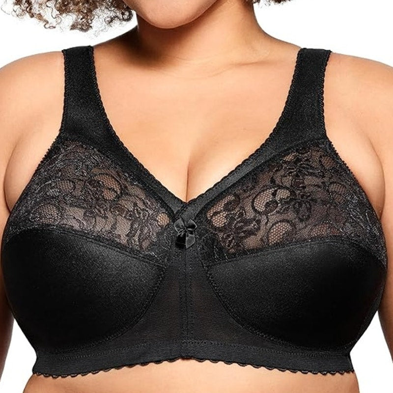 Full Figure Plus Size MagicLift Original Support Bra Wirefree, Black, 50D