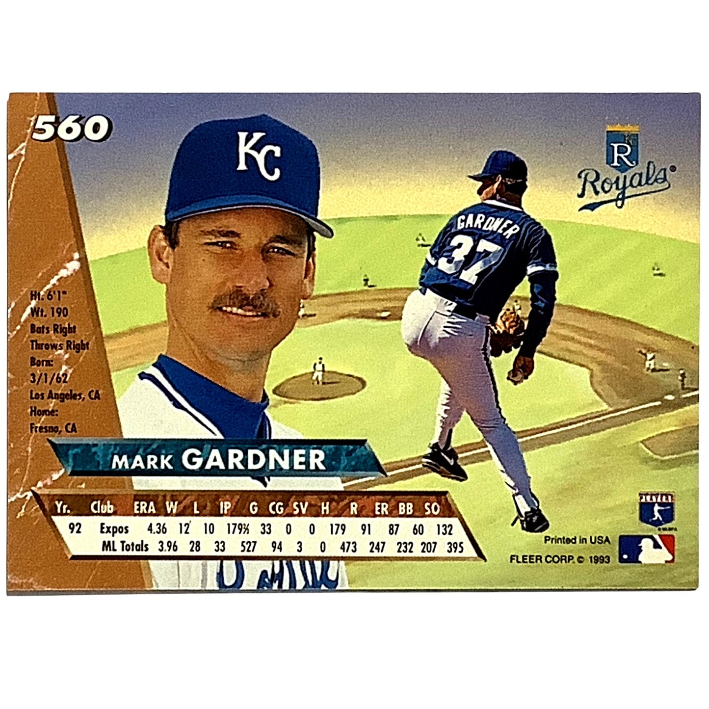 Mark Gardner Kansas City Royals, MLB, Fleer Ultra Baseball 1993, Card 560, EX/NM