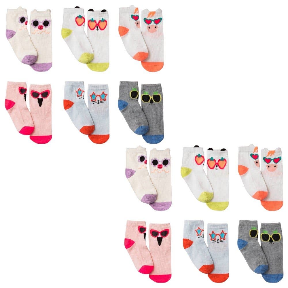 Girls (2T-3T) 12 PK Animals/Sunglasses Print Socks - Cat & Jack