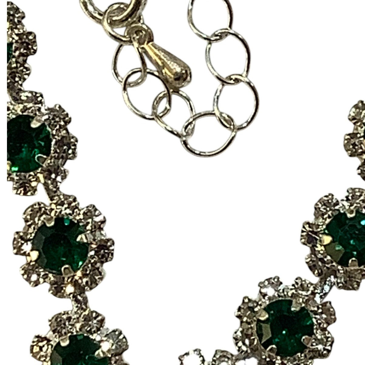 3-PC Set, Green Crystal Rhinestone Teardrop Dangle Earrings, Necklace & Bracelet