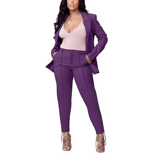 Women's 2 Piece Outfit Deep V, L/S, Blazer (43 Bust) & Pants (31W, 41H, & 30L)