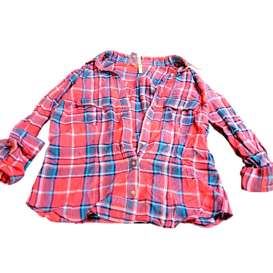 Truth NYC Women's Flannel Shirt, Red Plaid, Size M