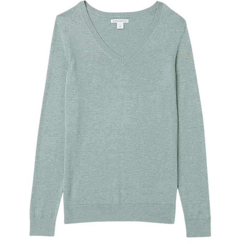 Amazon Essentials Women's Classic-Fit Lightweight Long-Sleeve V-Neck Sweater, Sage Green Heather, X-Large, NWT