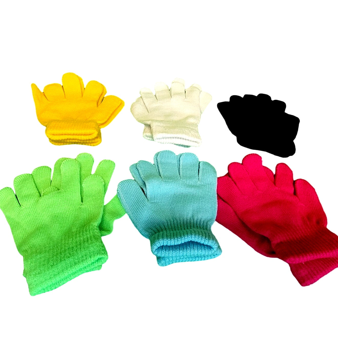 6 Pairs, 6 Colors, Kids Winter Knit Gloves, Size 4-6 Yr Unisex Children's Gloves