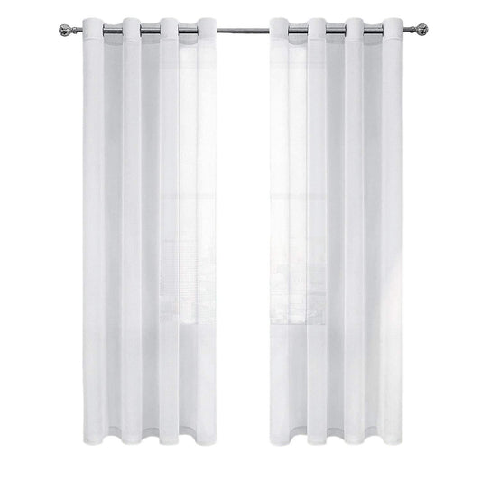 DWCN White Sheer, Linen-Look Grommet Curtains, Set of 2 Panels, Each 52" x 90"