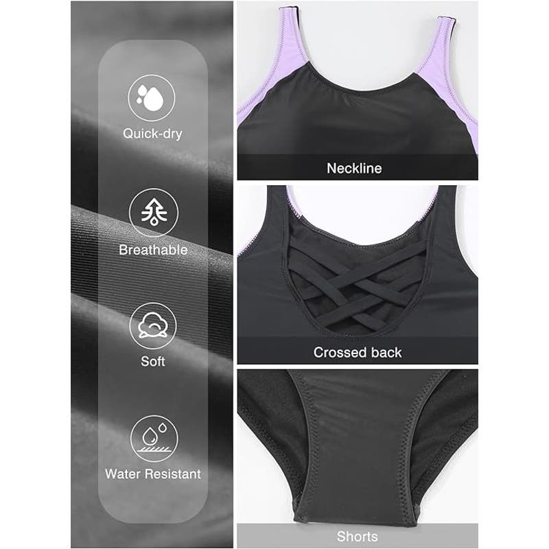 One Piece Swimwear Swimsuits Tummy Control Bathing Suits Slimming Black X-Large