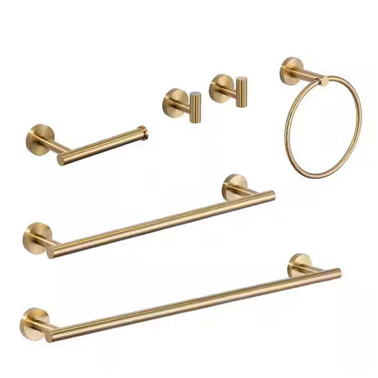 ARCORA 6-Piece Wall Mount Bath Hardware Set with Towel Ring, Toilet Paper Holder, Towel hook and Towel Bar in Brushed Gold, NIB