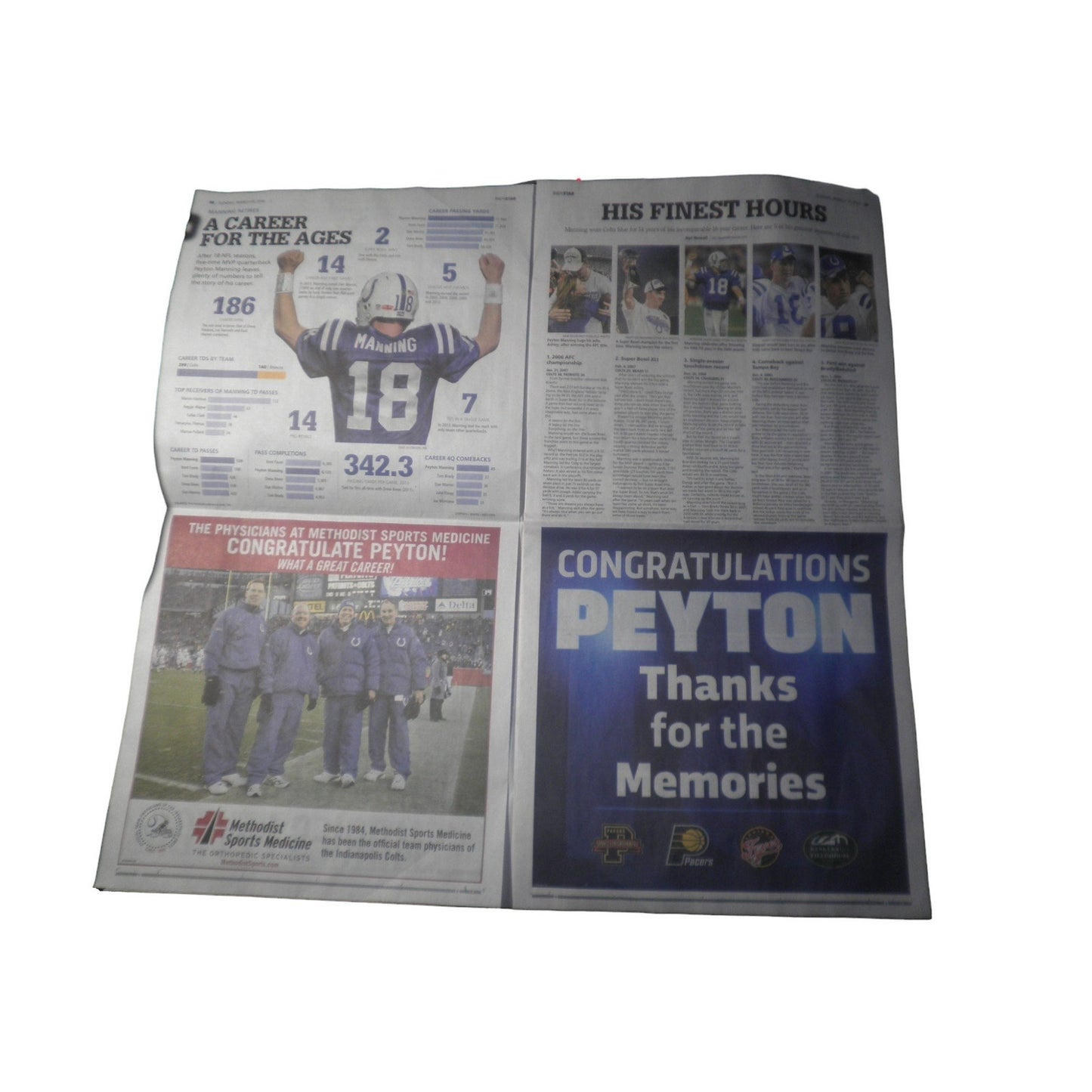 Rare; Indianapolis Star 3-13-16 Collector's Edition - Peyton Manning Retirement