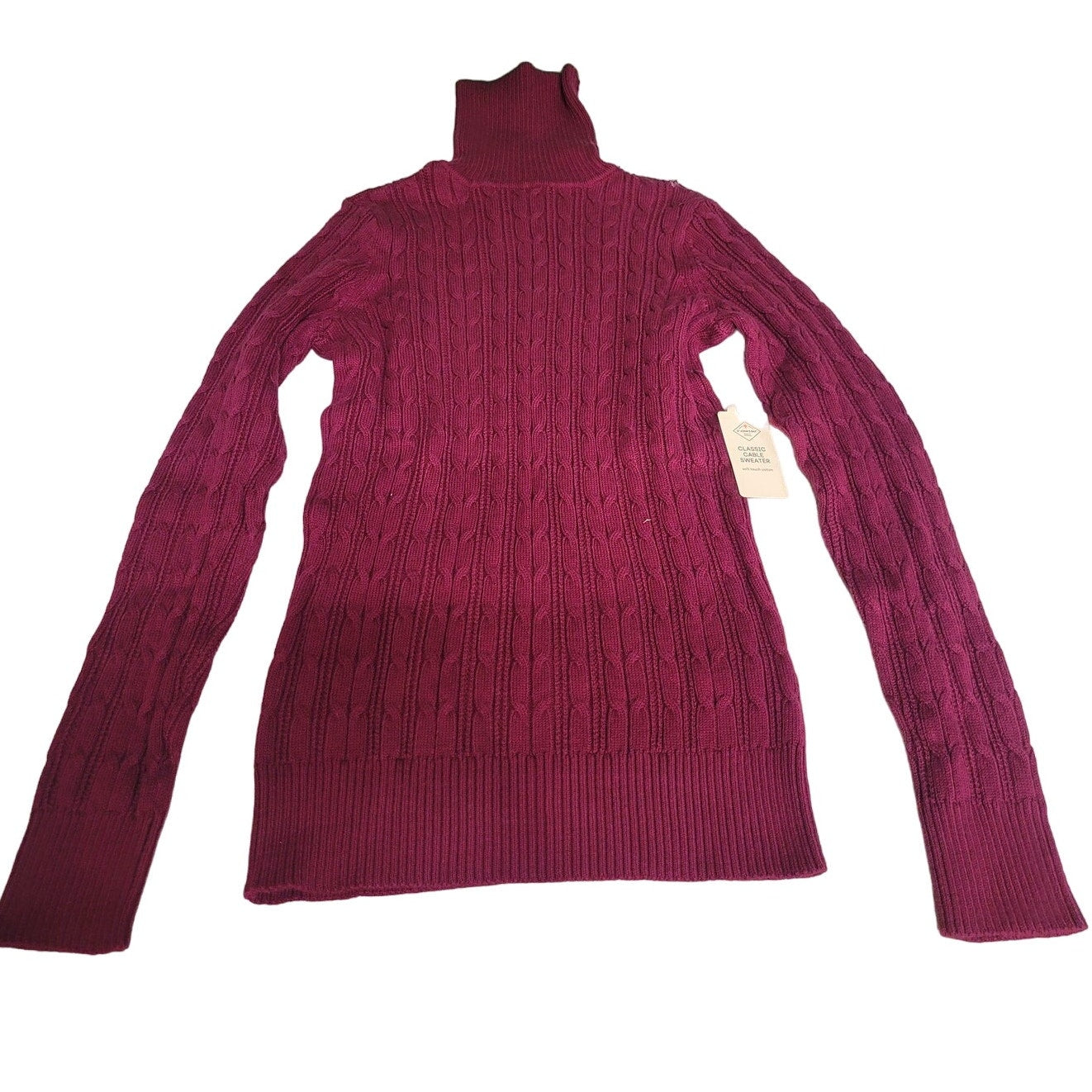 St. John's Bay Women's Turtleneck Long Sleeve Pullover Sweater, Deep Ruby, MT