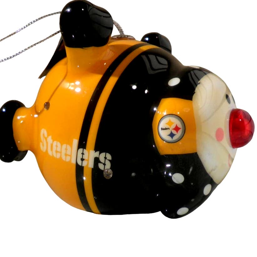 Pittsburgh Steelers Snowman Ornament 4.5" x 3.5" x 3.5", Flashing LED Lights