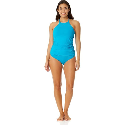 Anne Cole - High Neck Tankini Top, XL (12) Turquoise (No Bottoms) 50% Off Retail